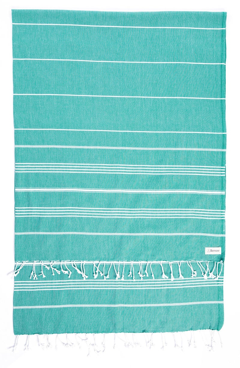 Bersuse Towels Anatolia XL Beach Blanket Throw Blanket Turkish Towel 100% Cotton Extra-Large Quick-Dry Lightweight Premium Peshtemal Towel - 61x82 Inches, Teal - Image 1
